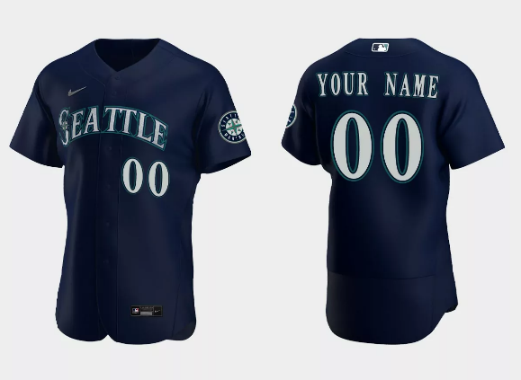 Men's Seattle Mariners ACTIVE PLAYER Custom Navy Flex Base Stitched Jersey